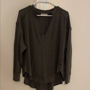 We The Free Charcoal V-Neck Sweatshirt